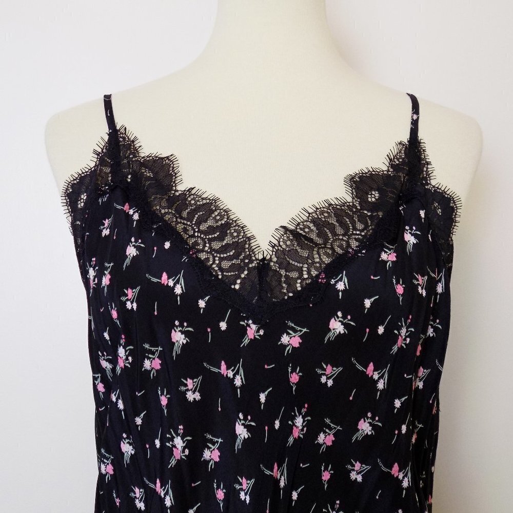 nwt victoria's secret satin and lace luxe cami top flowy silky floral